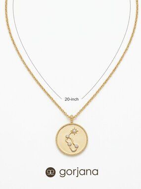NWT Gorjana Gold Aquarius Astrology Coin Pendant Necklace